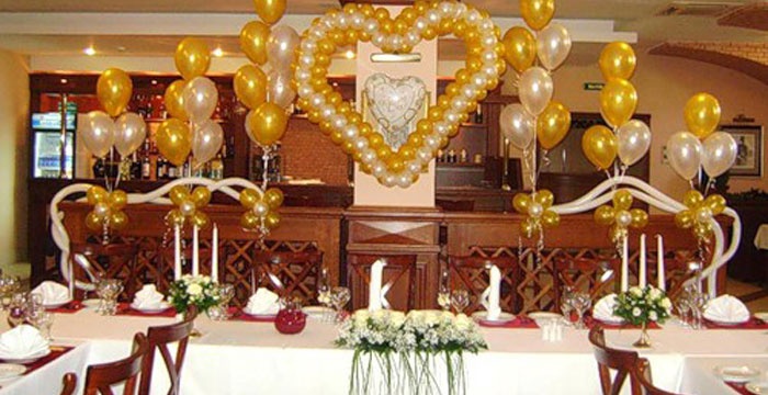 Украшение стола на празднование 50-летия свадьбы